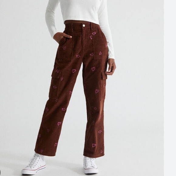 Pacsun Heartbreaker Corduroy Cargo Elastic Waist Pants. Size Small/26. NWT - Picture 1 of 16